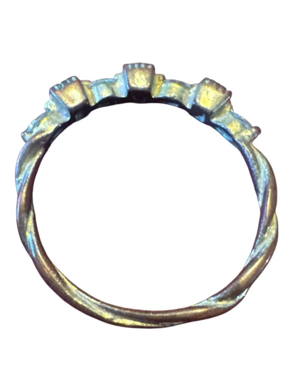 Gold-Toned Cubic Zirconia Eternity Band With Twisted Design